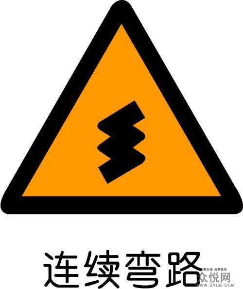 连续弯路交通警告标志