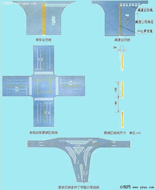 图文并茂道路交通标线讲解_众悦学车_众悦学