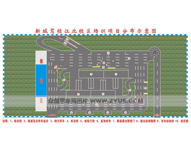 新城驾校江北校区场训项目分部示意图